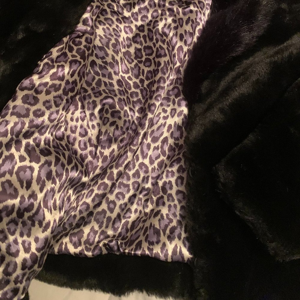 Faux Fur Black Coat Girl's Size 10/12 - Picture 3 of 9
